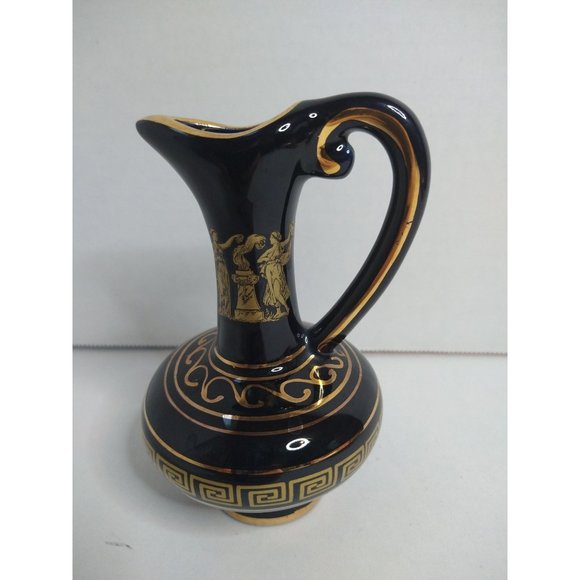 Vintage Cobalt Blue & Gold Vase Handmade In Greece W/ 24 K Gold - Picture 1 of 8